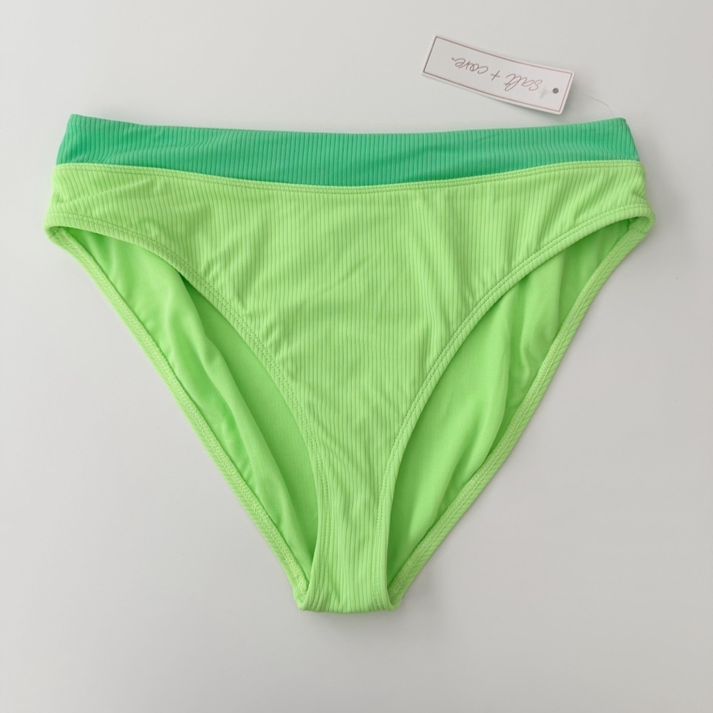 Salt + Cove Bikini Bottom Juniors Size XL Green Ribbed Swim NWT
